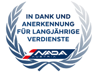 Ein Lorbeerkranz mit dem Logo der NADA Austria